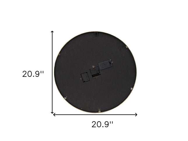 21" Circle Black and Gold Wood and Glass Analog Exposed Gear Wall Clock