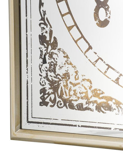 32" Square Gold and Silver Wood and Mirror Analog Exposed Gear Wall Clock