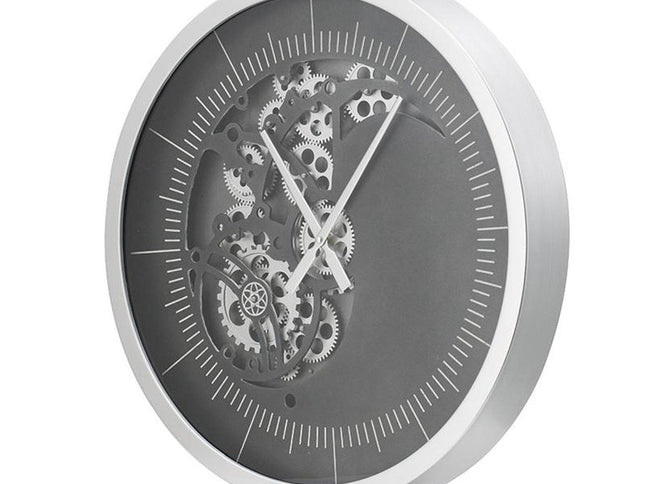 23" Circle Black and Silver Wood and Glass Analog Wall Clock