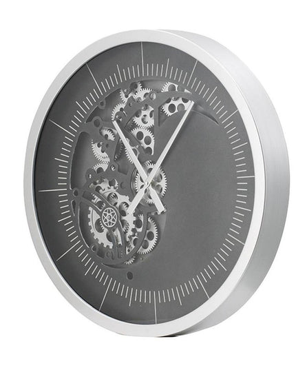 23" Circle Black and Silver Wood and Glass Analog Wall Clock