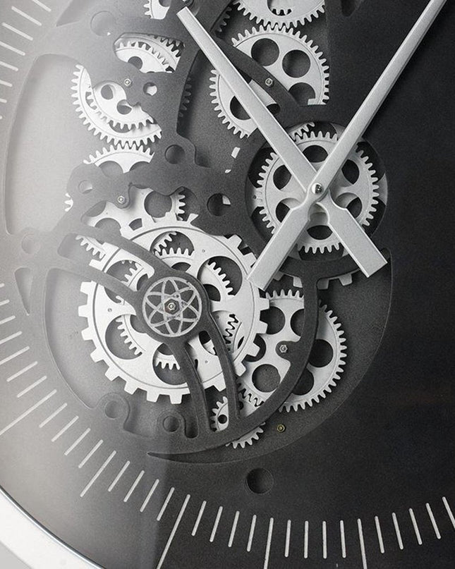 23" Circle Black and Silver Wood and Glass Analog Wall Clock