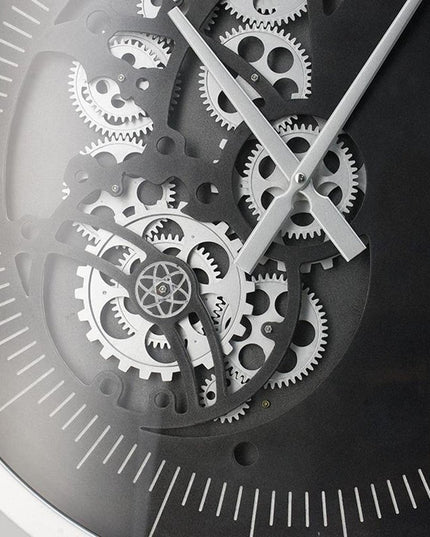 23" Circle Black and Silver Wood and Glass Analog Wall Clock