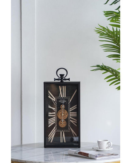 10" Black and Gold Metal and Glass Analog Vintage Style Crackle Wall Clock