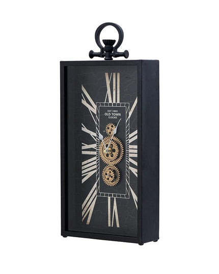 10" Black and Gold Metal and Glass Analog Vintage Style Crackle Wall Clock