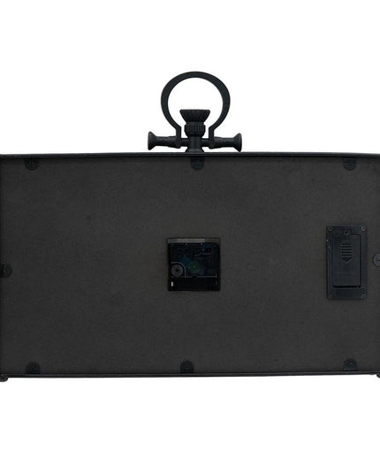 13" Black and Gold Metal and Glass Analog Vintage Style Crackle Wall Clock