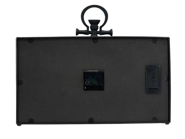 13" Black and Gold Metal and Glass Analog Vintage Style Crackle Wall Clock