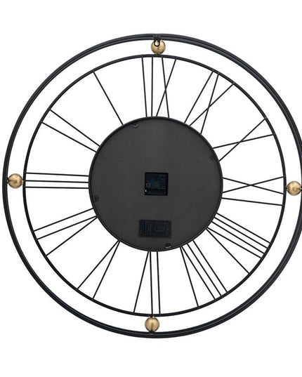 32" Circle Black and Gold Metal and Glass Analog Exposed Gear Wall Clock