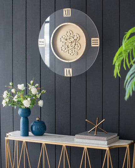 24" Circle Gold Acrylic Analog Wall Clock