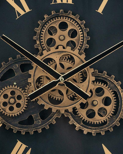 20" Circle Black and Gold Metal and Glass Analog Wall Clock