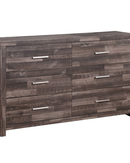 60" Dark Brown Solid and Manufactured Wood Six Drawer Double Dresser