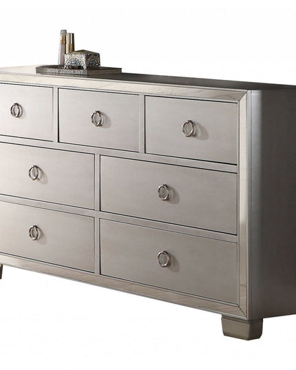 57" Platinum Solid and Manufactured Wood Seven Drawer Triple Dresser