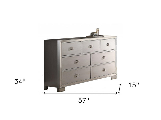 57" Platinum Solid and Manufactured Wood Seven Drawer Triple Dresser