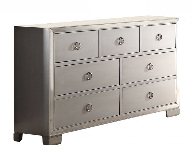 57" Platinum Solid and Manufactured Wood Seven Drawer Triple Dresser