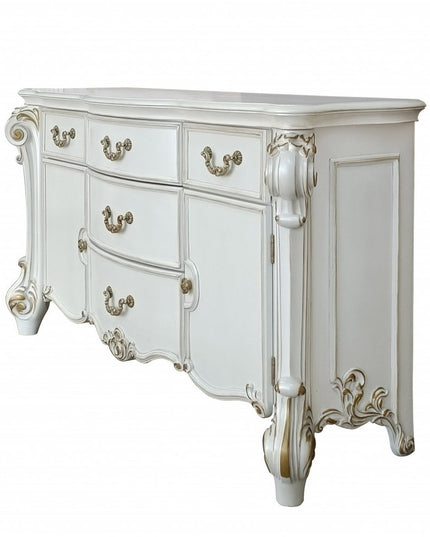 71" Pearl Solid and Manufactured Wood Five Drawer Triple Dresser