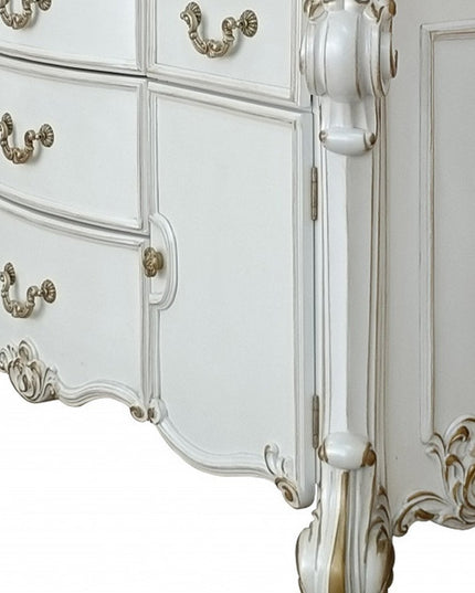 71" Pearl Solid and Manufactured Wood Five Drawer Triple Dresser