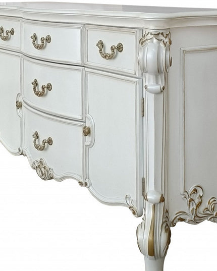 71" Pearl Solid and Manufactured Wood Five Drawer Triple Dresser