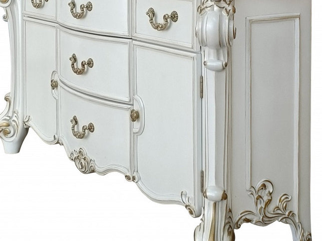 71" Pearl Solid and Manufactured Wood Five Drawer Triple Dresser