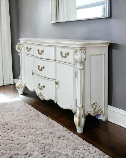 71" Pearl Solid and Manufactured Wood Five Drawer Triple Dresser