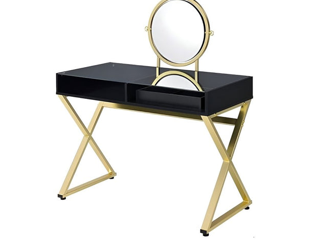 42" Black and Gold Mirrored Dresser