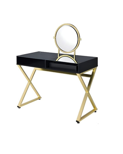 42" Black and Gold Mirrored Dresser