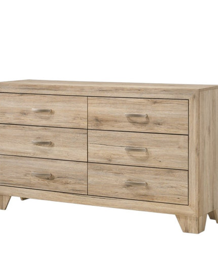 59" Brown Solid and Manufactured Wood Six Drawer Double Dresser