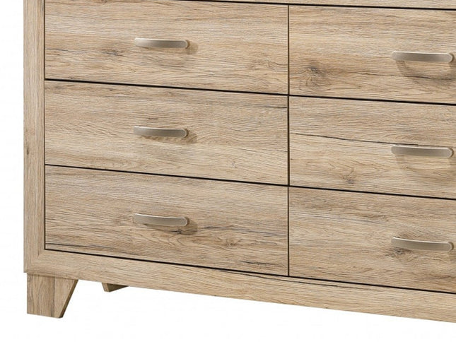 59" Brown Solid and Manufactured Wood Six Drawer Double Dresser