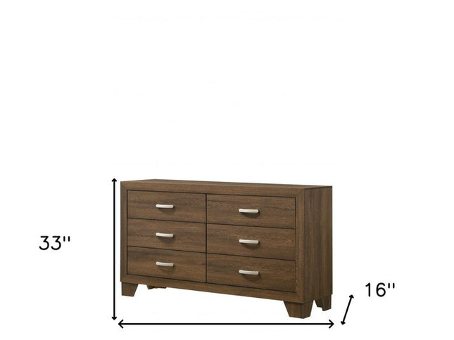59" Brown Solid and Manufactured Wood Six Drawer Double Dresser