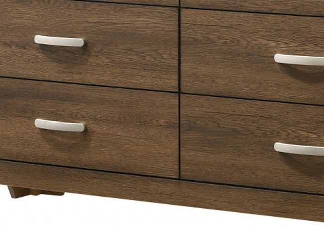 59" Brown Solid and Manufactured Wood Six Drawer Double Dresser