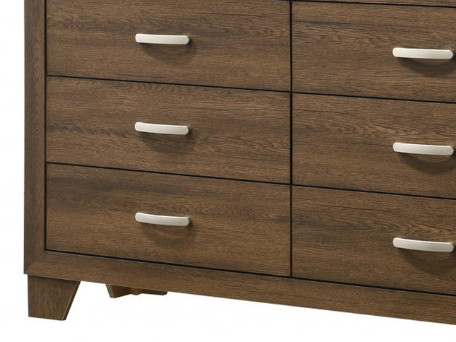 59" Brown Solid and Manufactured Wood Six Drawer Double Dresser