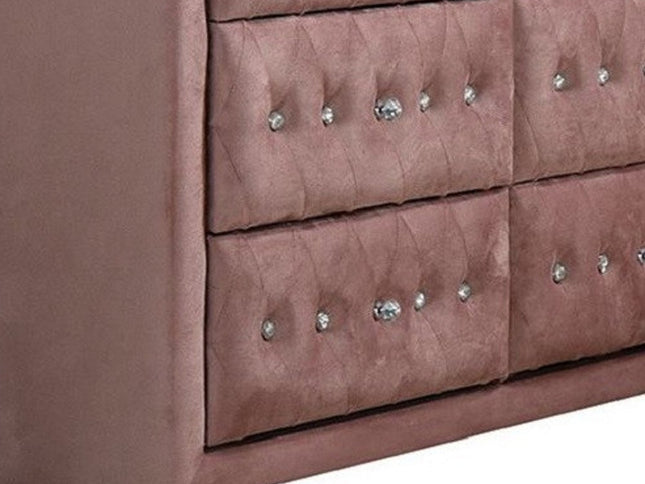 40" Pink Solid and Manufactured Wood Six Drawer Double Dresser