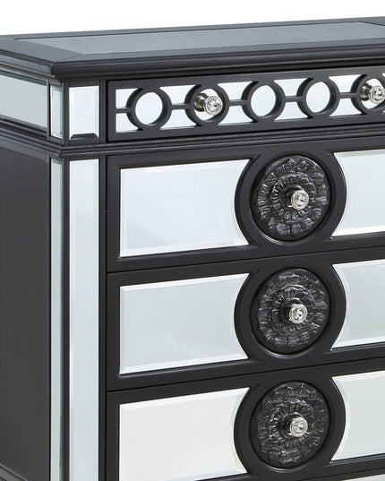 68" Black and Silver Solid and Manufactured Wood Mirrored Eight Drawer Double Dresser