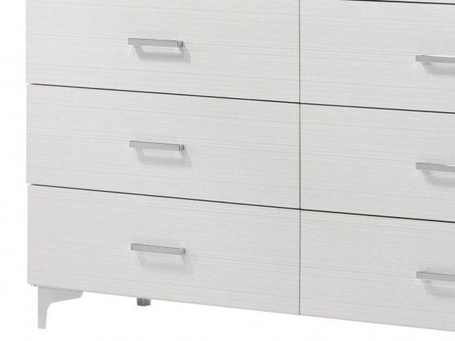 58" White Solid and Manufactured Wood Six Drawer Double Dresser