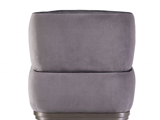 29" Slate Gray and Brown Velvet Slipper Chair