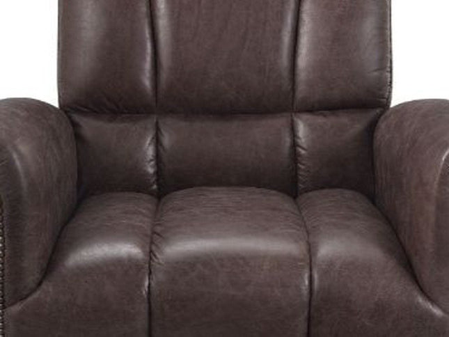 35" Brown Top Grain Leather Patchwork Club Chair