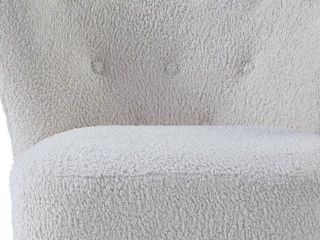 31" White and Brown Sherpa Polka Dots Wingback Chair