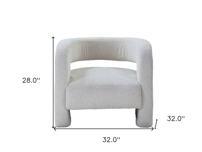 32" White Sherpa Barrel Chair