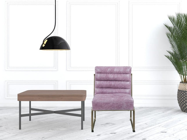 22" Wisteria and Steel Blue Top Grain Leather Ikat Side Chair