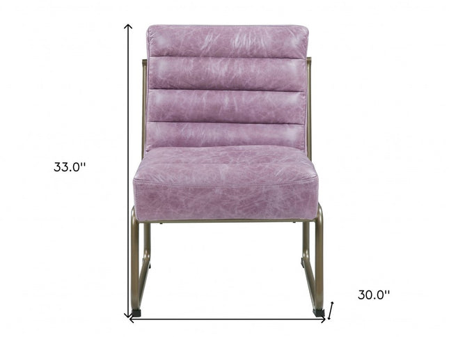 22" Wisteria and Steel Blue Top Grain Leather Ikat Side Chair