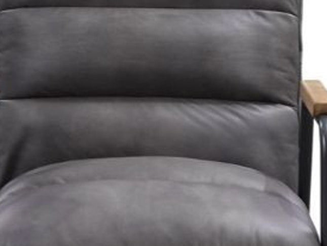 26" Gray and Black Top Grain Leather Tufted Lounge Chair