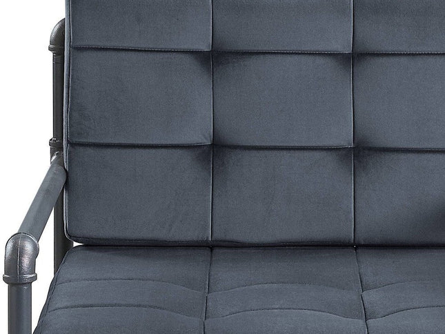 27" Gray and Steel Blue Velvet Arm Chair