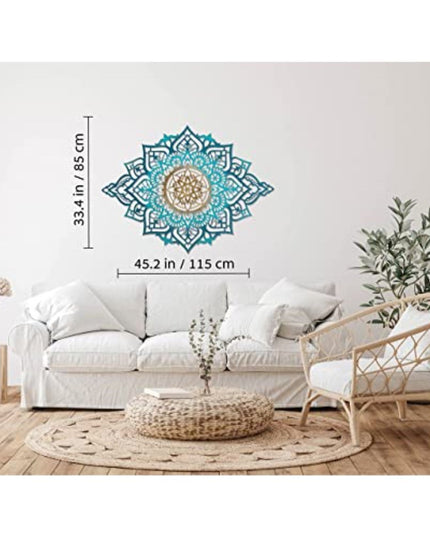 Turquoise And Gold Solid Wood Geometric Shapes Wall Decor