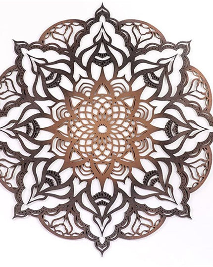 Black And Copper Solid Wood Geometric Mandala Wall Decor