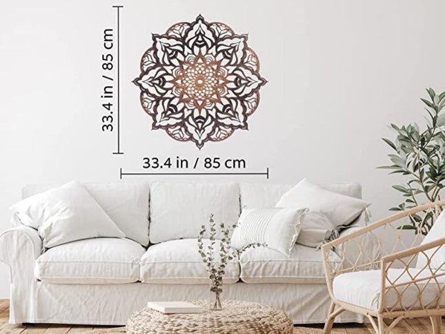 Black And Copper Solid Wood Geometric Mandala Wall Decor