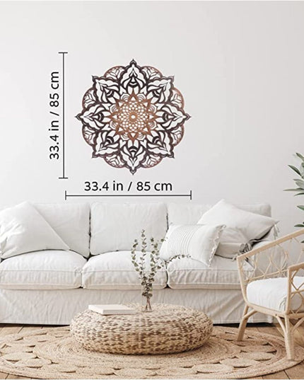 Black And Copper Solid Wood Geometric Mandala Wall Decor