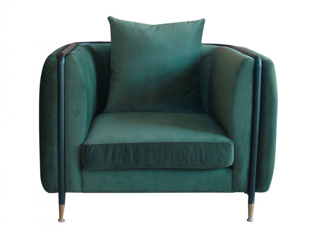 32" Green And Black Velvet Arm Chair