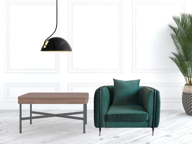 32" Green And Black Velvet Arm Chair