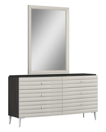 62" Grey Manufactured Wood Six Drawer Double Dresser