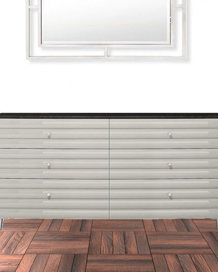 62" Grey Manufactured Wood Six Drawer Double Dresser