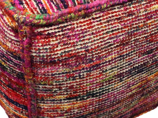 18" Pink Wool Cube Pouf Ottoman