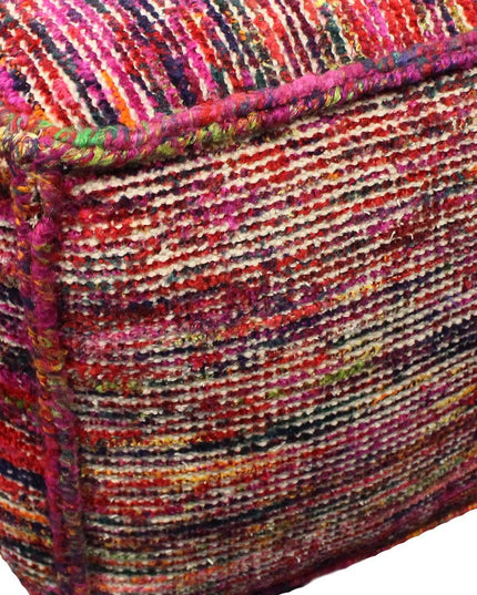 18" Pink Wool Cube Pouf Ottoman